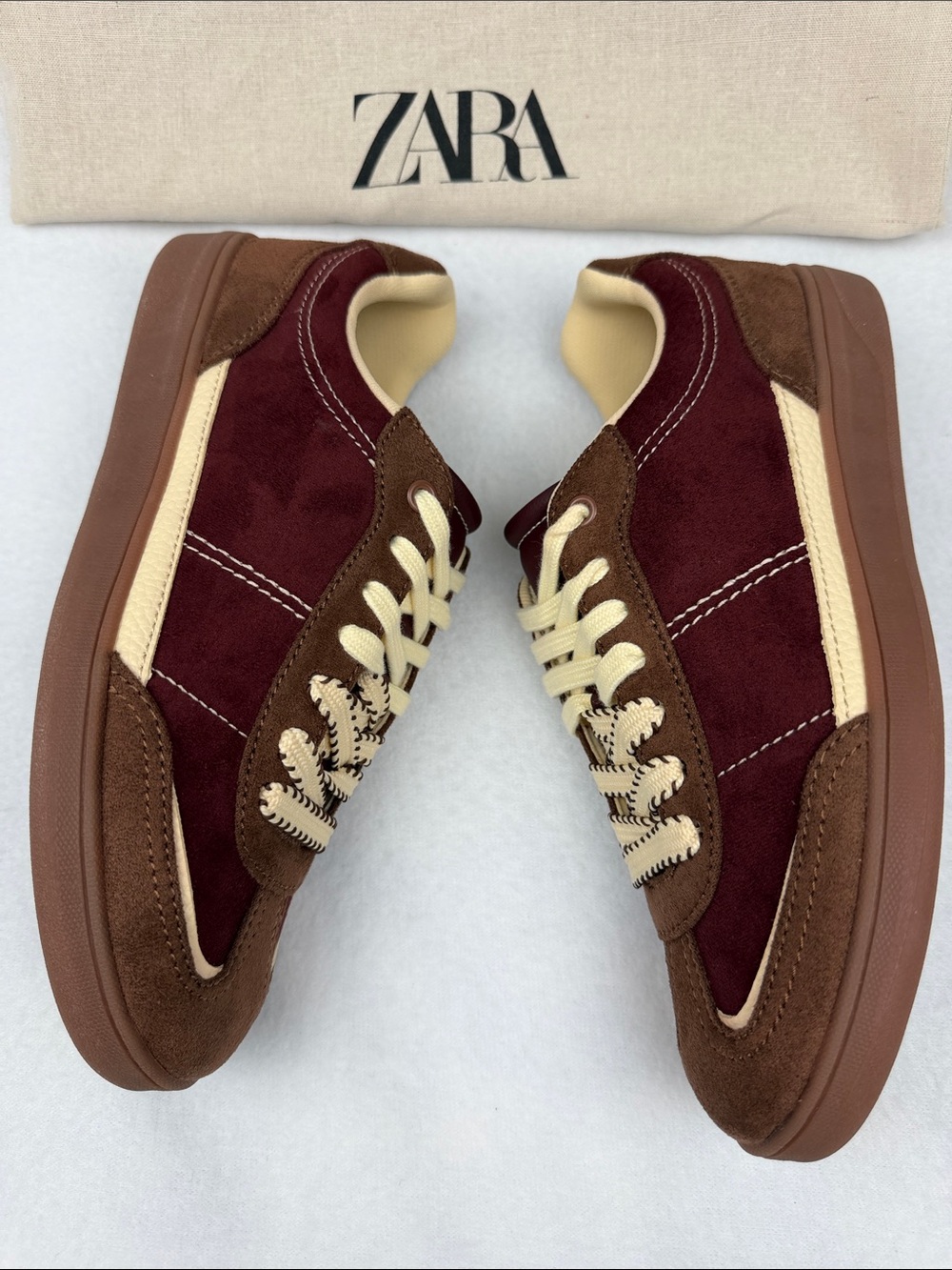 Zara Women’s Burgundy Red Brown Sneakers Size 7.5 Brand New - Picture 12 of 16